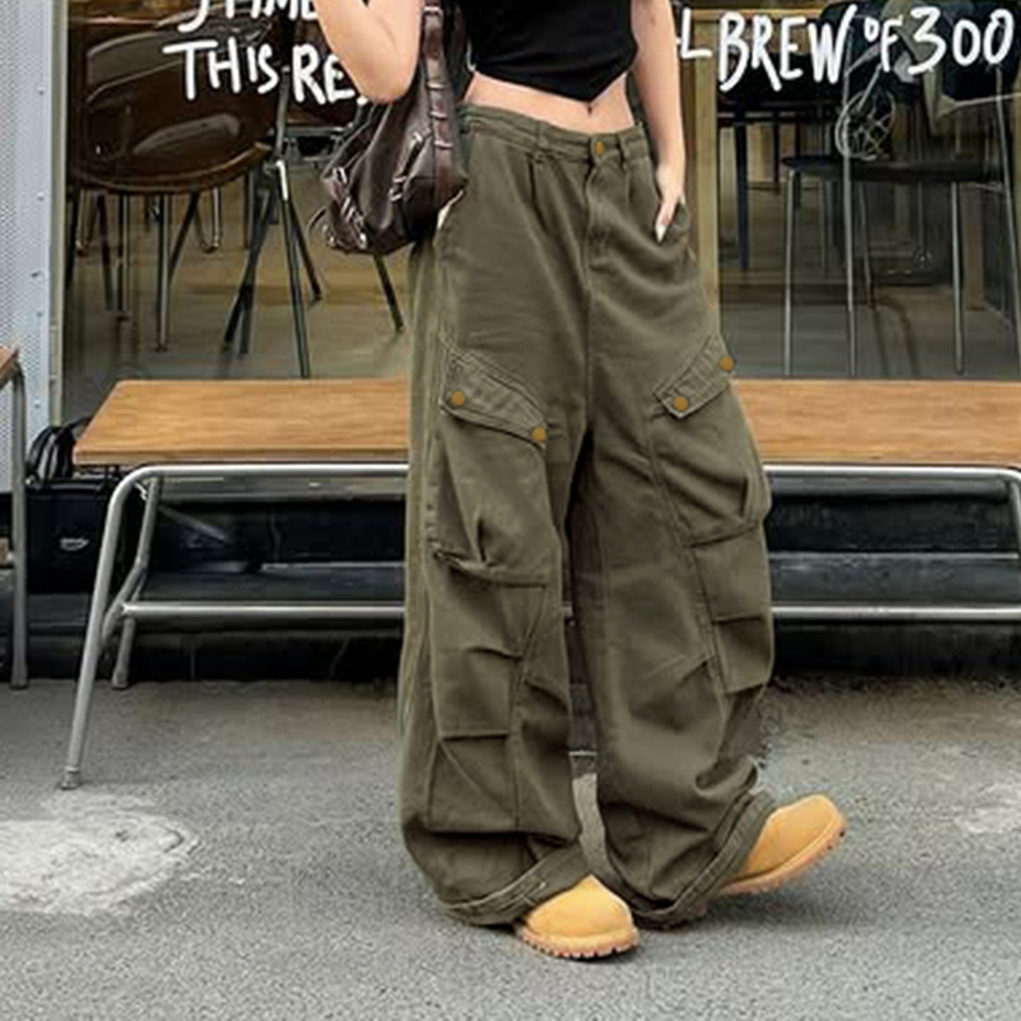 Damen Cargo-Hosen mit weitem Schnitt und mehreren Taschen R&B