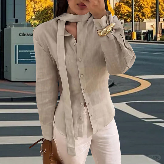 Damen Elegante und fließende Bluse mit Bindeakzent R&B