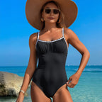 Damen Eleganter Einteiler Badeanzug mit feinen Rüschendetails R&B
