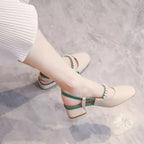 Damen Slingback-Pumps mit eleganten Perlenschmuck und komfortablem Blockabsatz R&B