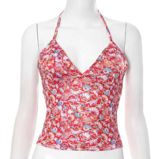 Damen Blumenmuster Oberteil mit verstellbaren Trägern R&B