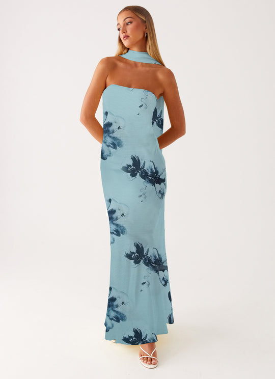 Damen Elegantes Langarm Abendkleid im Blumendesign R&B