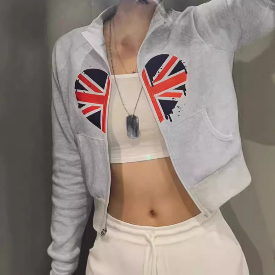 Damen Kapuzenjacke mit kreativem Design und modischem Union Jack-Print R&B