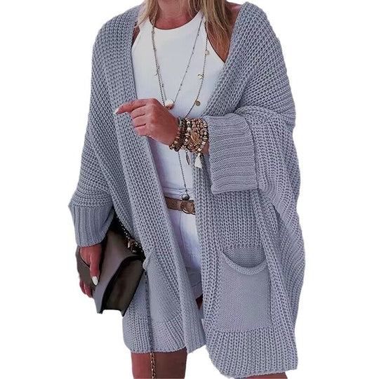 Damen gemütlicher Strick-Kimono mit Taschen R&B