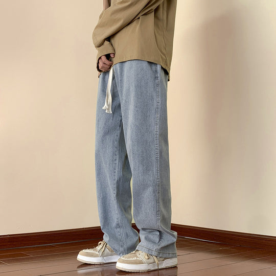 Herren lässige Denim-Hose mit bequemem Schnitt und elastischem Bund R&B