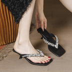 Damen elegante Riemchen-Sandaletten mit verzierten Glitzerdetails
