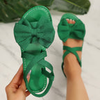 Damen Sandalen mit dekorativer Schleife und elastischen Riemen R&B