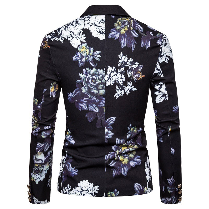 Herren eleganter Blazer mit floralen Mustern und strukturiertem Design