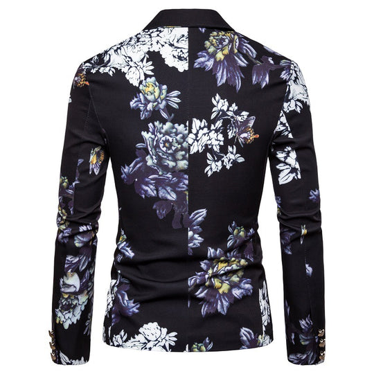 Herren eleganter Blazer mit floralen Mustern und strukturiertem Design R&B