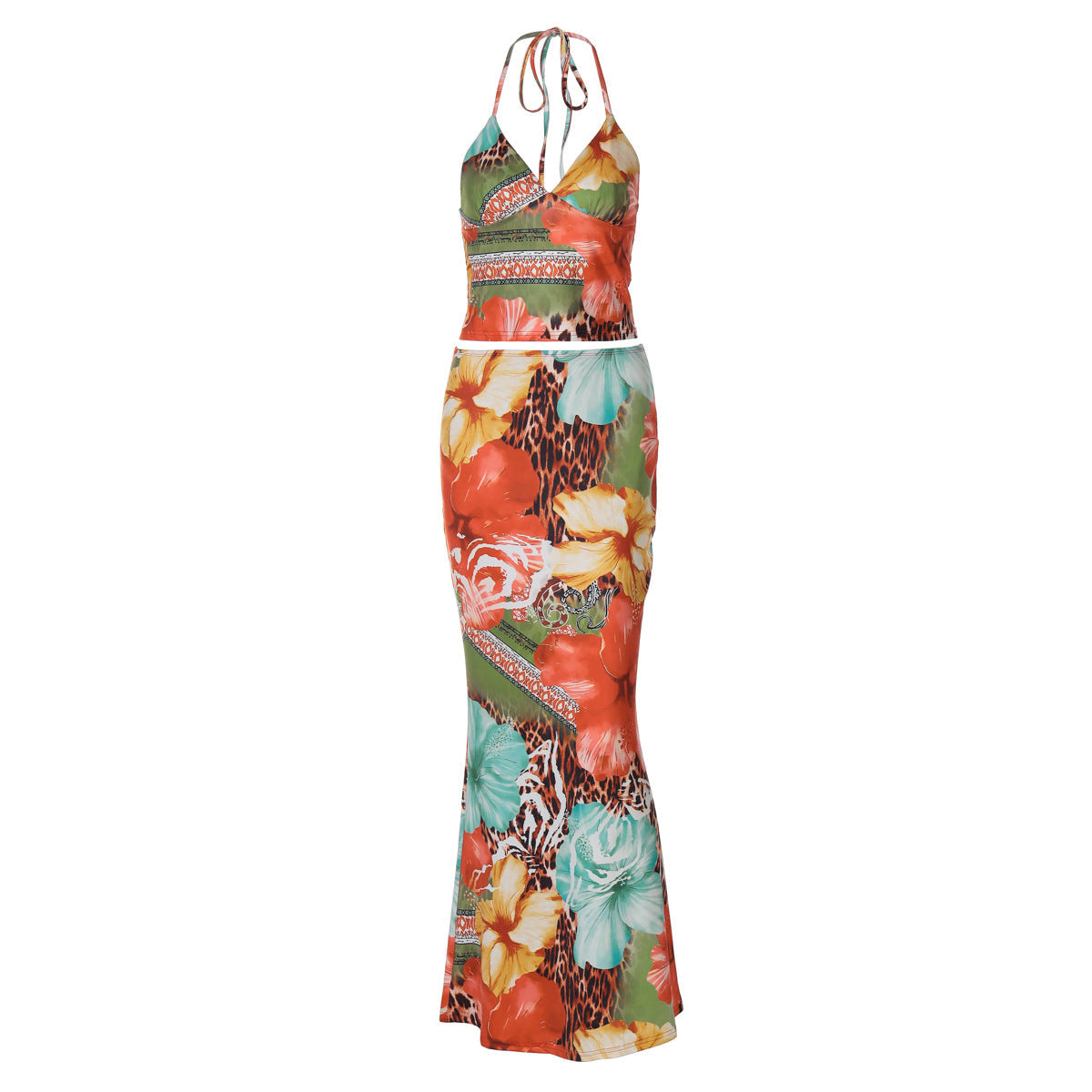 Damen Maxikleid mit aufregendem Blumen- und Tiermotiv R&B