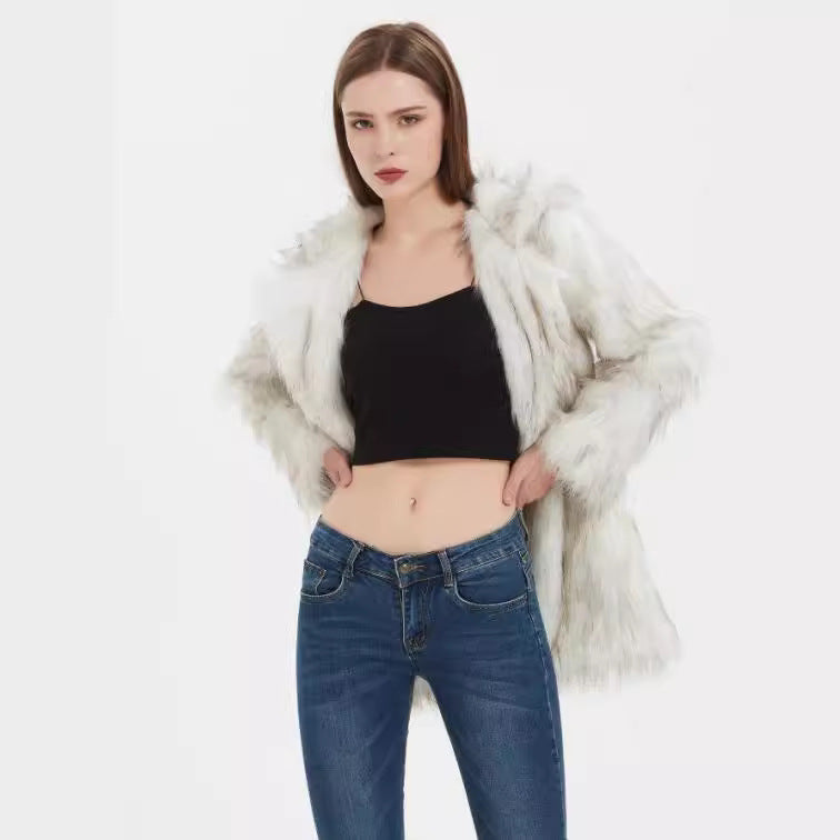 Damen Coole und lässige Kunstpelzjacke R&B
