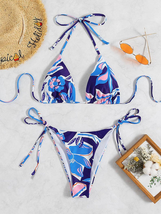 Damen Triangel-Bikini mit traumhaftem Blumendesign und raffinierten Schnürdetails R&B