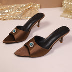 Damen eleganter mules mit feiner Applikation R&B