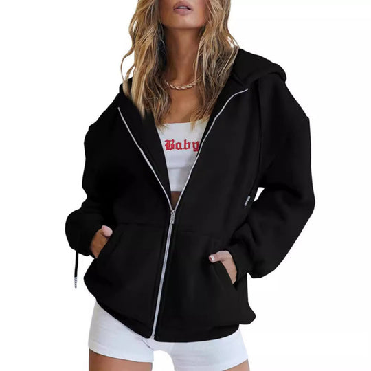 Damen Oversize Hoodiejacke mit hohen Kragen R&B