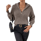 Damen modischer Pullover mit hochgeschlossenem Kragen und Reißverschluss R&B