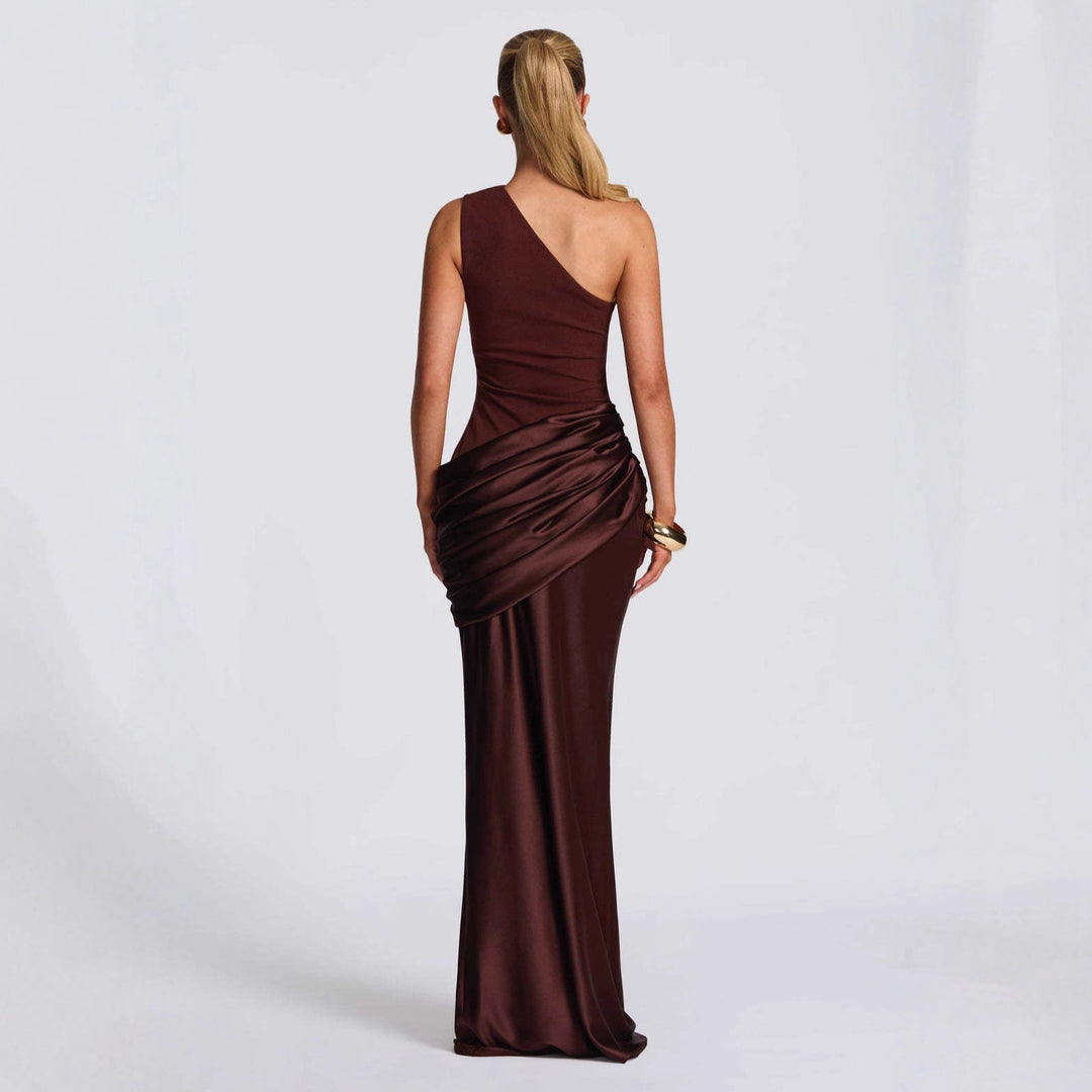 Damen Elegantes One-Shoulder Maxikleid mit raffinierten Drapierungsdetails R&B
