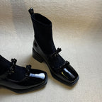 Damen elegante Stiefeletten mit modischem Cut-Out-Design und dekorativen Schleifen R&B