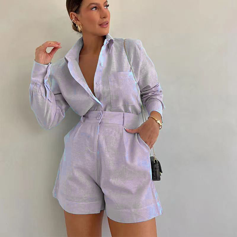 Damen Kurz-Overall mit eleganter Hemdblusen-Optik R&B