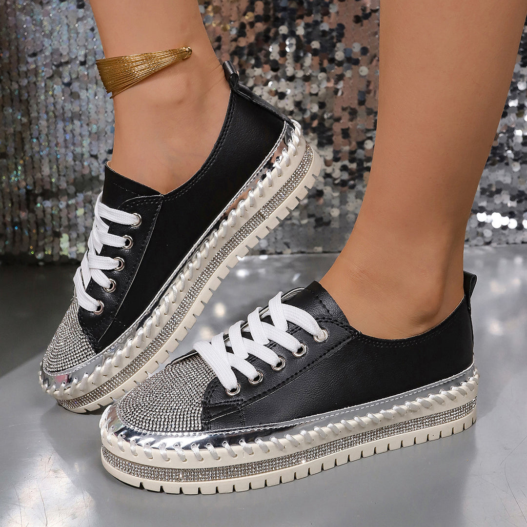 Damen modische Sneakers mit Glitzer-Applikation und elastischer Sohle R&B