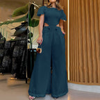 Damen Eleganter Jumpsuit mit Cut-Out und voluminösen Ärmeln R&B