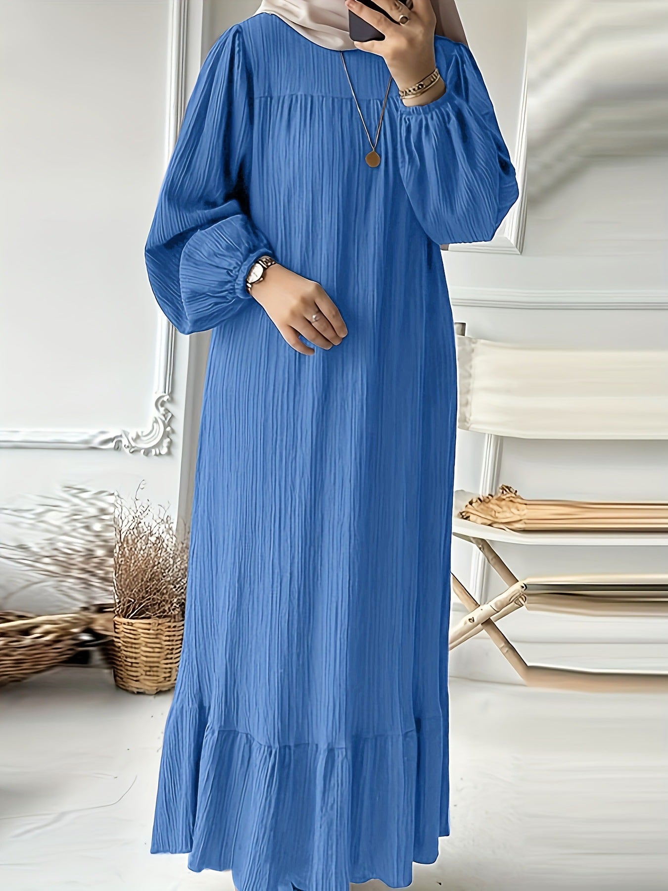 Damen Maxikleid mit waagerechtem Faltenwurf R&B