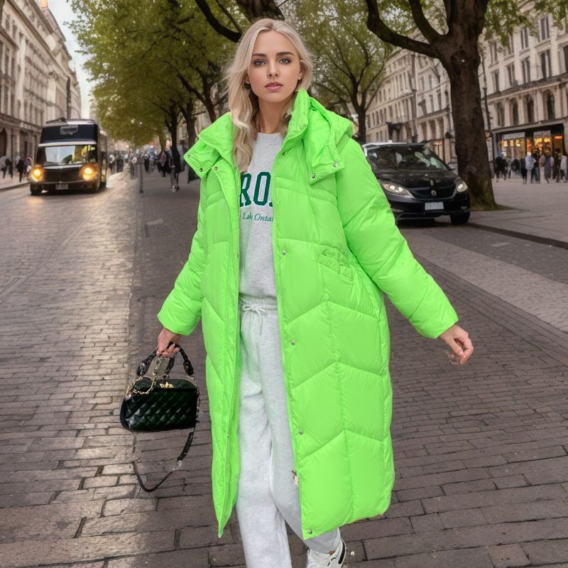 Damen lange isolierte Pufferjacke mit voluminösem Schnitt und praktischen Eingrifftaschen R&B