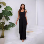 Damen Eleganter Jumpsuit mit verstellbaren Trägern und weitem Bein R&B