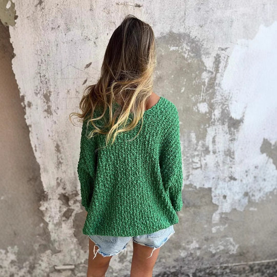 Damen Strickpullover mit V-Ausschnitt und lässigem Schnitt R&B
