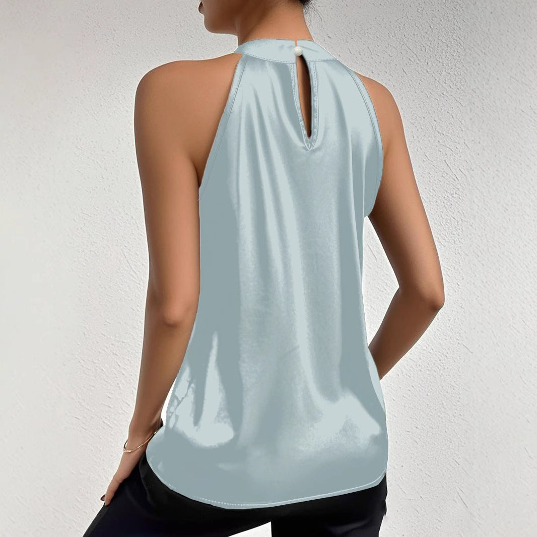 Damen Elegantes Top mit schickem Knoten und glattem Material R&B