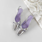 Damen Slingback-Pumps mit elegantem Schleifendetail und modischem Quadratzehen
