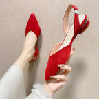 Damen Slingback-Pantoletten aus hochwertigem Wildleder mit feinem Absatz R&B