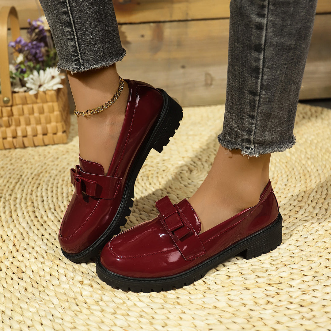 Damen Glänzende Loaferschuhe mit Eleganter Schnalle R&B