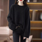 Damen Oversized Strickpullover mit weitem Schnitt und langen Ärmeln R&B