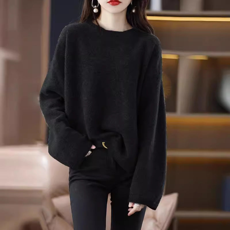 Damen Oversized Strickpullover mit weitem Schnitt und langen Ärmeln R&B