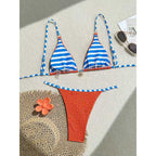 Damen Triangel-Bikini mit regulierbaren Trägern und farblich abgestimmten Akzenten R&B