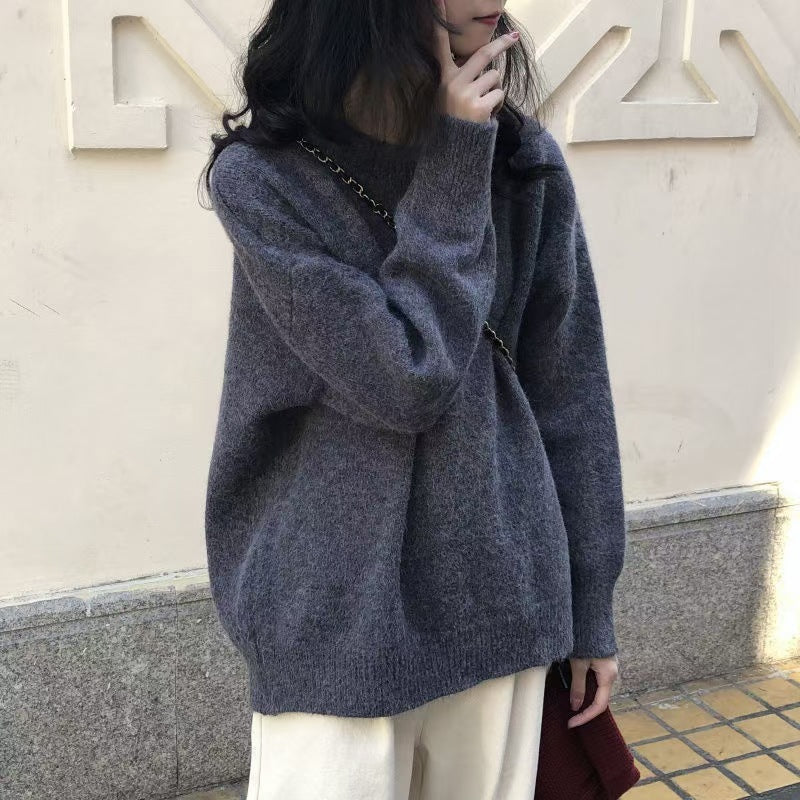 Damen Oversized Strickpullover mit weitem Schnitt und hohen Bündchen R&B