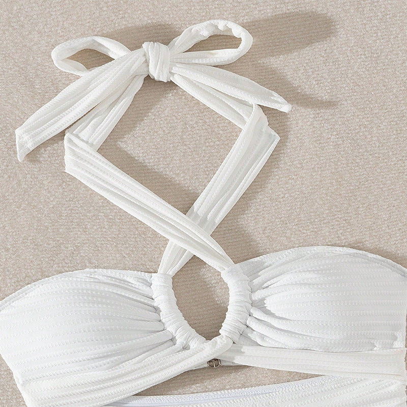 Damen Einteiler Badeanzug mit modischem Wickeldesign und aufregenden Cut-Out-Details R&B