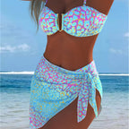 Damen Bikini-Set mit hochflorigem Print und verstellbaren Trägern