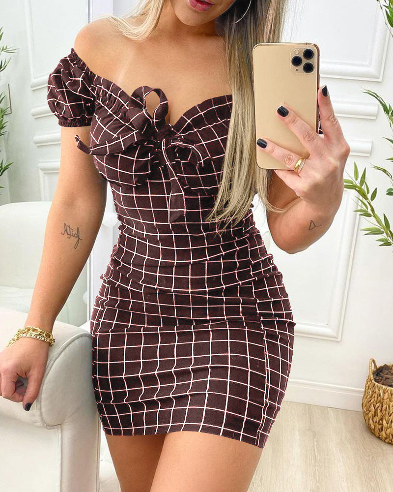 Damen figurbetontes Oberteilkleid mit Rüschendetails R&B