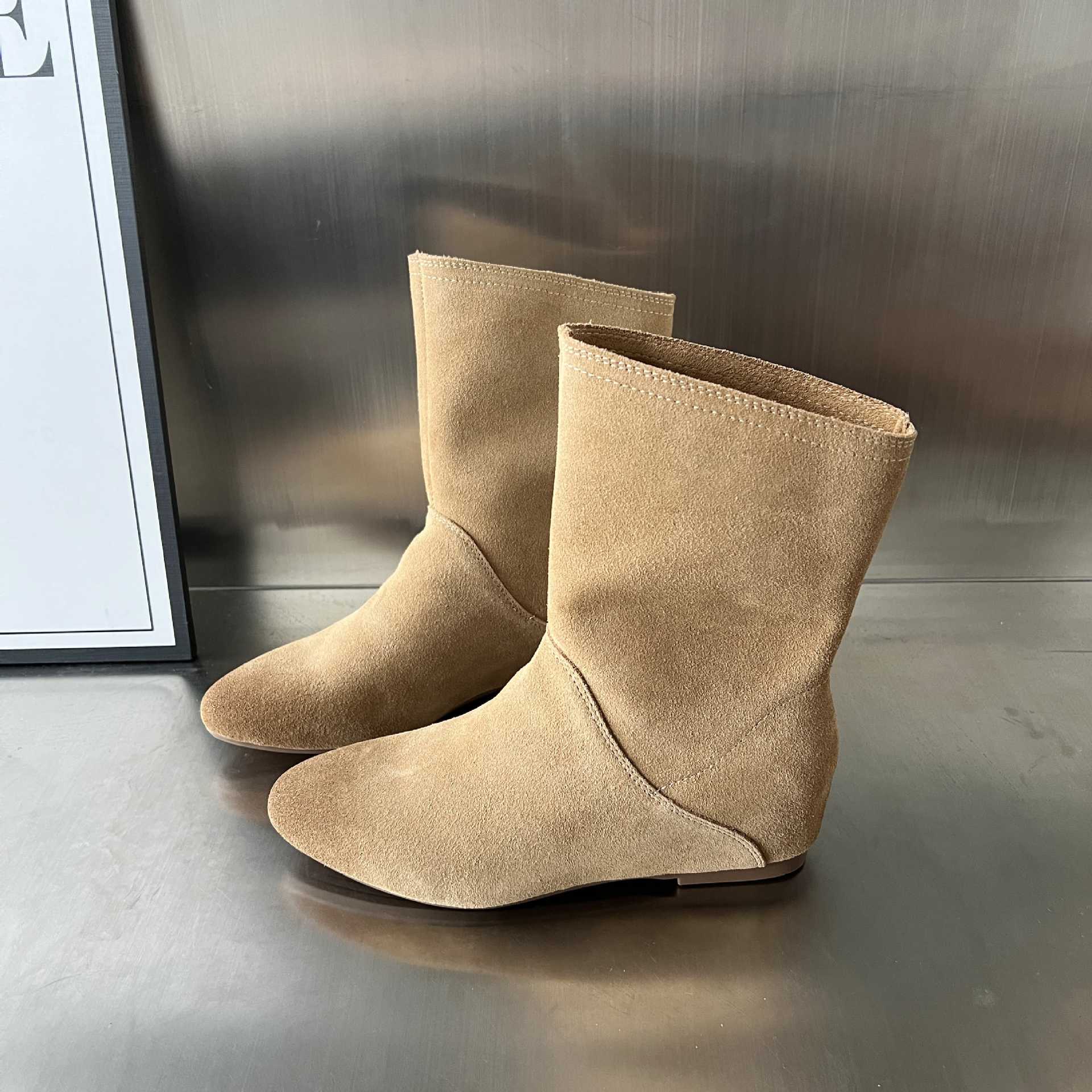 Damen stilvolle Ankle Boots aus hochwertigen Veloursleder R&B