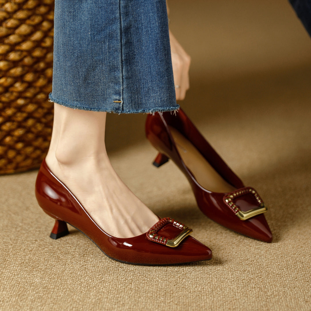 Damen elegante Pumps mit modischer Schnallenapplikation R&B
