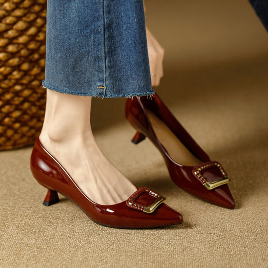 Damen elegante Pumps mit modischer Schnallenapplikation R&B