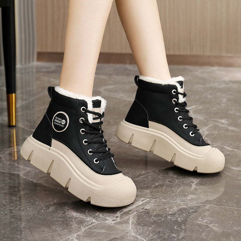 Damen warme High-Top Sneakers mit dämpfender Sohle und kuscheligem Innenfutter R&B