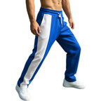 Herren nan sportliche Jogginghose mit Kontrast-Seiteneinsätzen, elastischem Bund, Kordelzug und Seitentaschen R&B