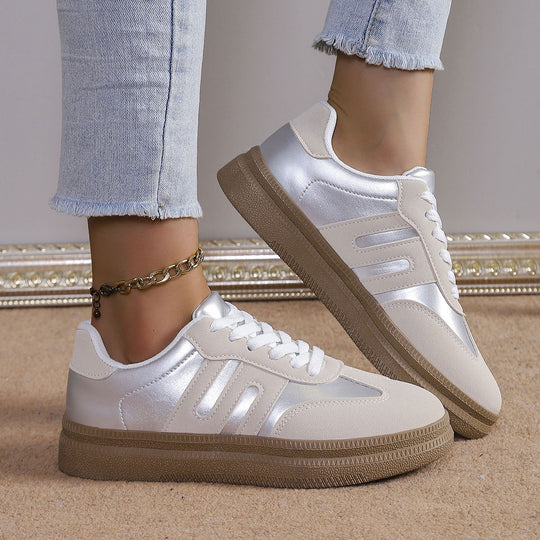 Damen Sportliche Sneakers mit satiniertem Obermaterial und Retro-Design R&B