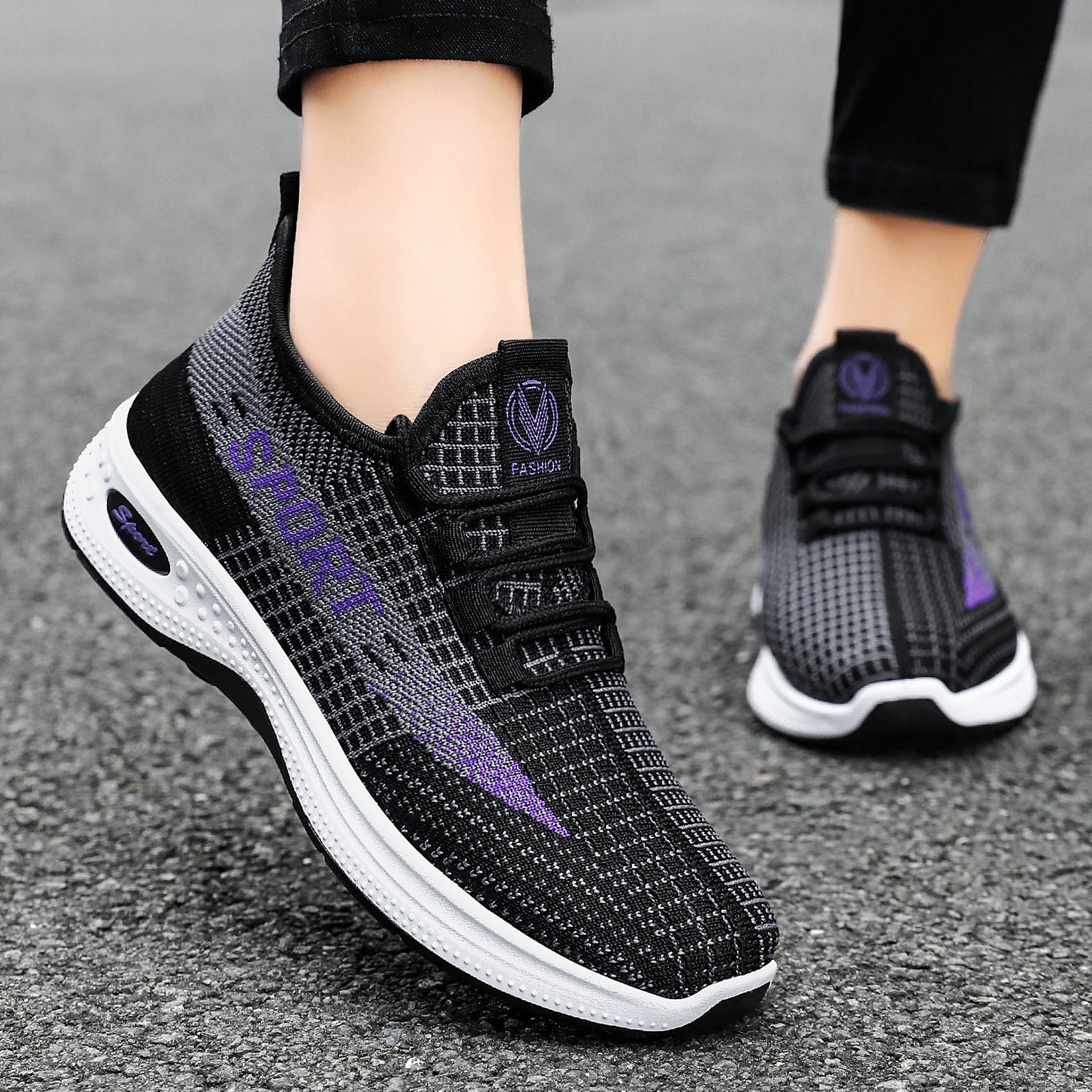 Damen Freizeitliche Sport-Sneaker mit atmungsaktivem Mesh-Obermaterial und flexibler Sohle R&B