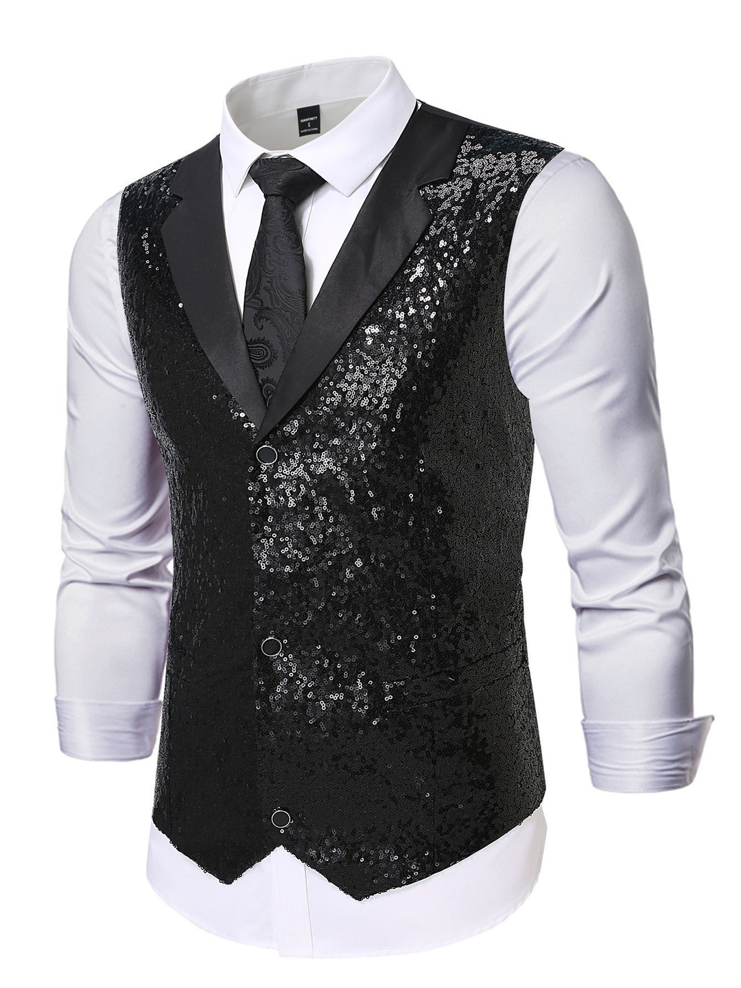 Herren Glitzernden Anzugweste mit Pailletten und klassischem Schnitt R&B