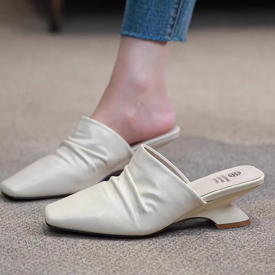 Damen elegante Pantoletten mit modischem Raffung-Design R&B