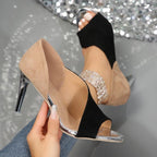 Damen elegante Peeptoe-Pumps mit funkelndem Strass-R&B