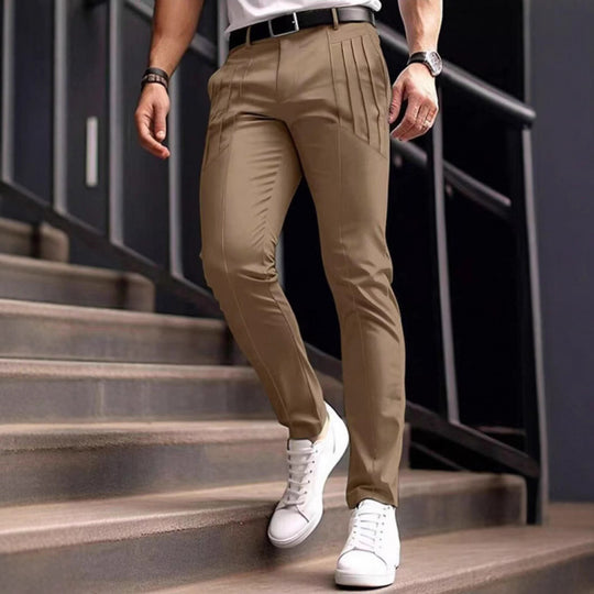 Herren stylische Slim-Fit Anzughose mit plissiertem Design R&B